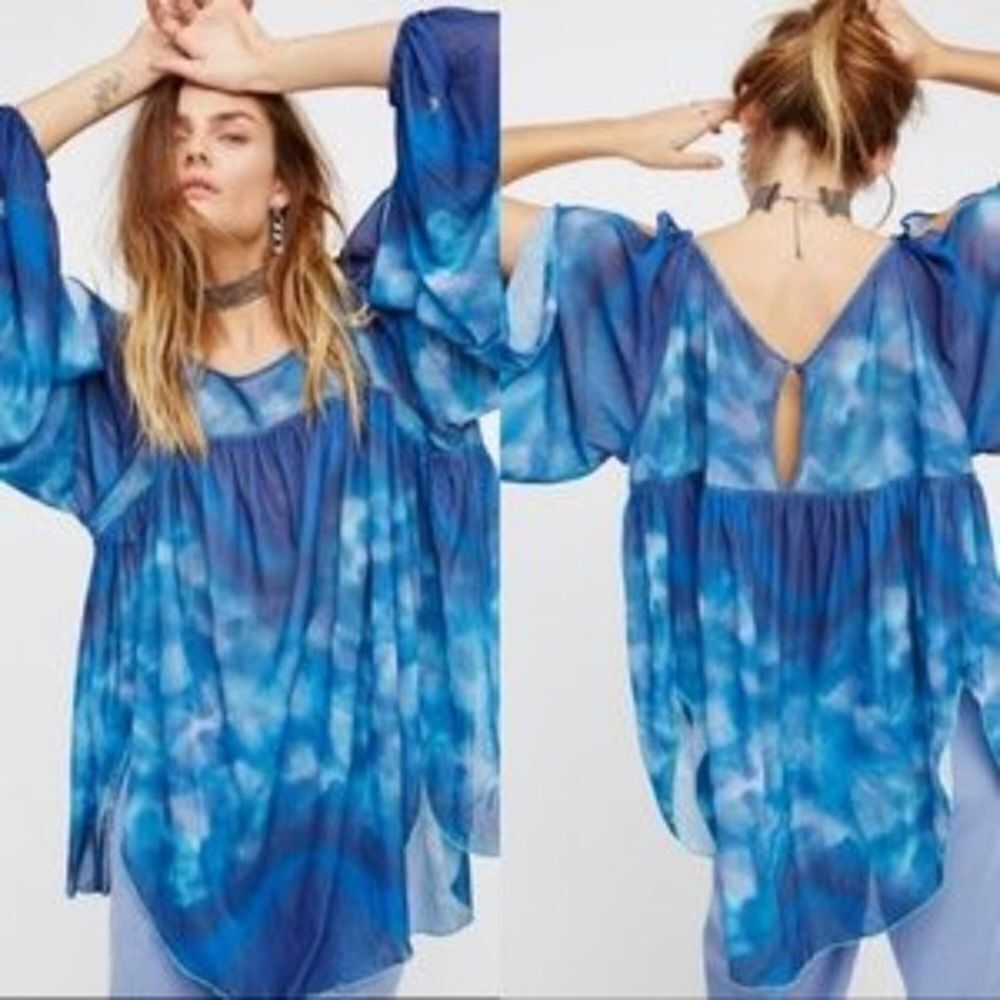 New FREE PEOPLE Watercolor Cold Shoulder Top S